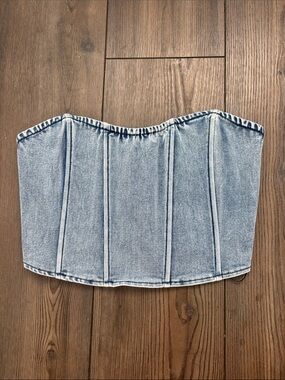 That’s so fetch Denim Corset tube top Panel - Light Blue